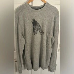 NWOT Eddie Bauer Men's Thermal Crew Howling Wolf Gray Size Tall Large